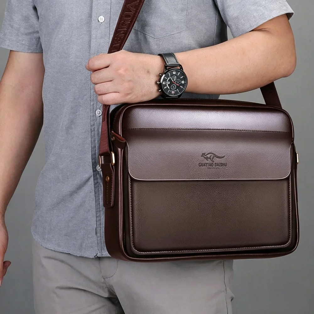 PU 가죽 레트로 남성용 싱글 숄더백, 대용량, 휴대용 - Leather Work Laptop Bag 리뷰 및 가격