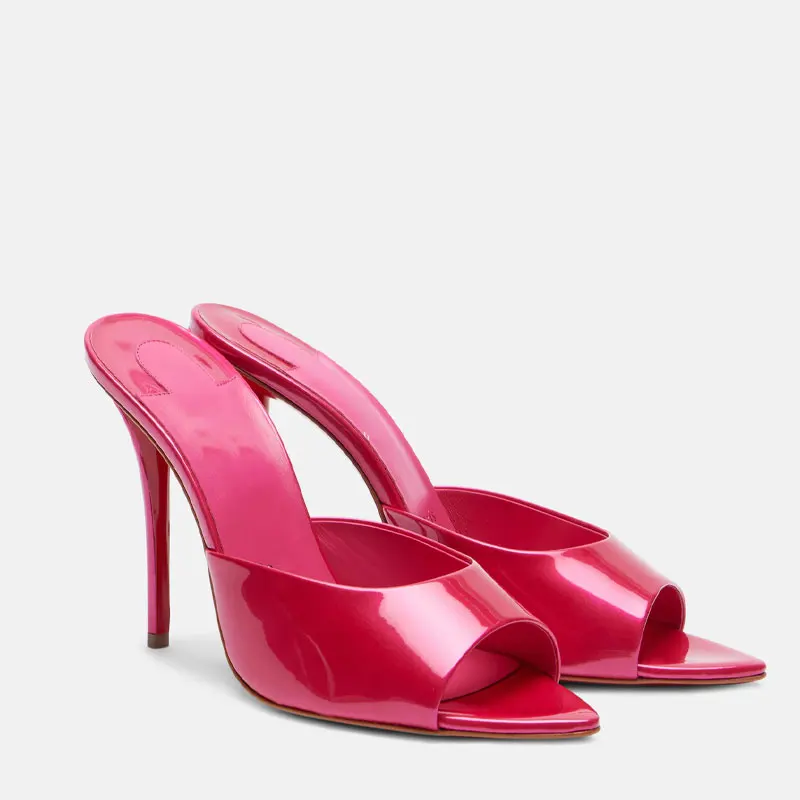 여성용 신발 새로운 뾰족한 오픈 토 로마 샌들 메탈 섹 - Leather Work Heels 리뷰 및 가격