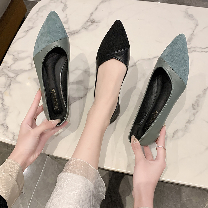 여성용 플랫 블랙 가죽 신발, 가을용 다용도 로우힐 슬 - Leather Work Heels 리뷰 및 가격