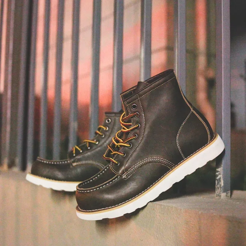 진짜 가죽 남성 부츠 빈티지 툴링 부츠 남성 숏 부츠  - Leatherwork Projects 리뷰 및 가격