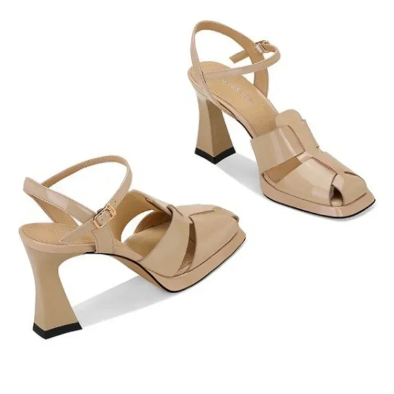 여성용 하이힐 샌들 패션 특허 가죽 로마 샌들 섹시한  - Leather Work Heels 리뷰 및 가격