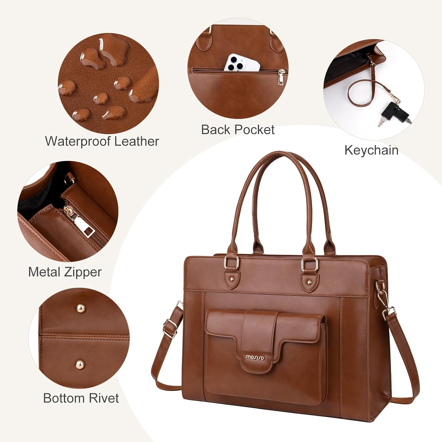 MOSISO 여성용 노트북 토트 백 15.6 인치 PU - Leather Work Laptop Bag 리뷰 및 가격