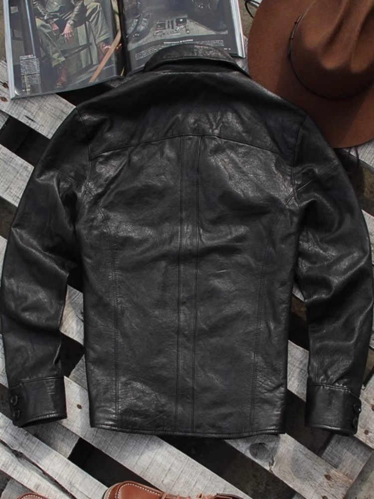 펑크 남성용 천연 가죽 재킷 빈티지 싱글 브레스티드 슬 - Leather Work Jacket Mens 리뷰 및 가격