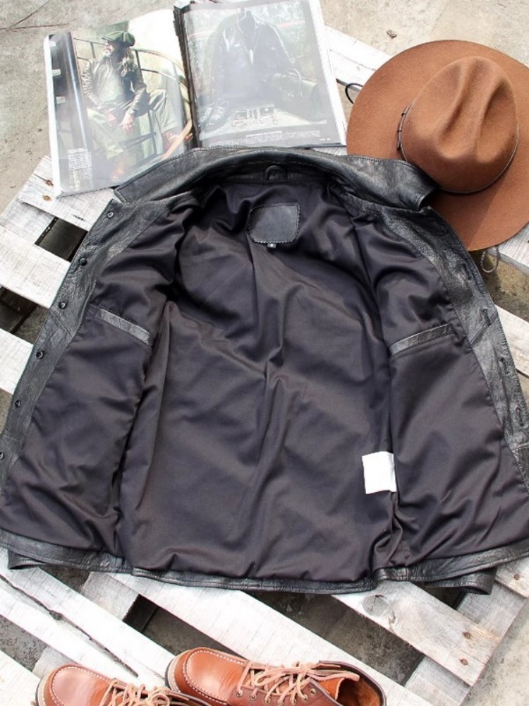 펑크 남성용 천연 가죽 재킷 빈티지 싱글 브레스티드 슬 - Leather Work Jacket Mens 리뷰 및 가격