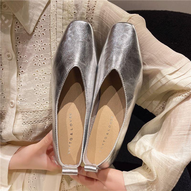 패션 신발 여성용 로퍼 정품 가죽 고급 실버 힐 스퀘어 - Leather Work Heels 리뷰 및 가격