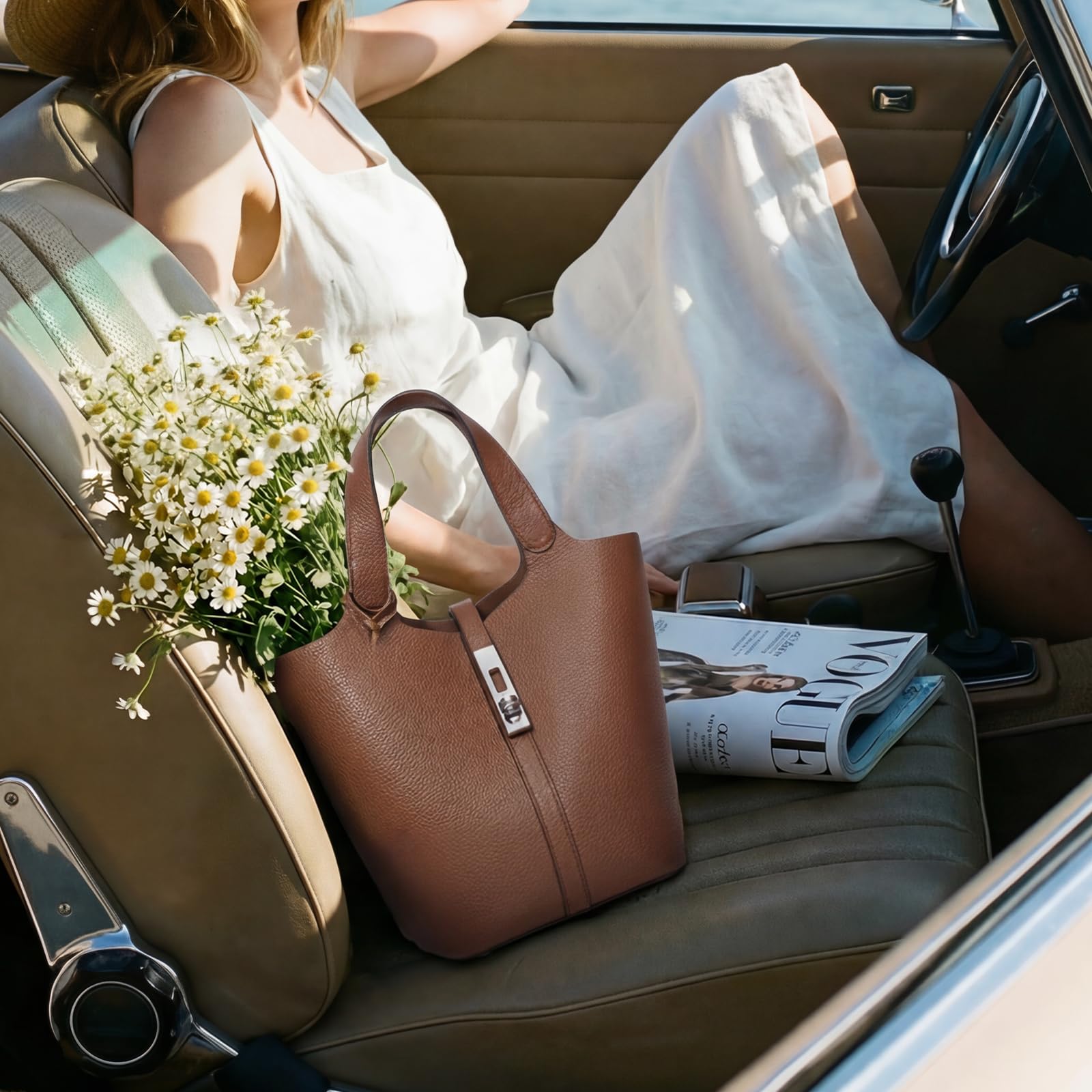 여성용 버킷백, 토트백, 탑 핸들 핸드백, 비건 가죽  - Leather Work Handbags For Women 리뷰 및 가격
