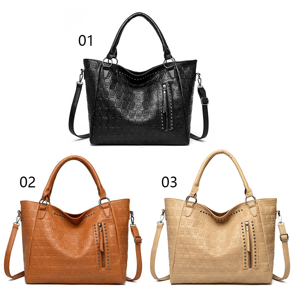 펑크 스컬 크로스바디 백 PU 가죽 스터드 장식 패션  - Leather Work Handbags For Women 리뷰 및 가격