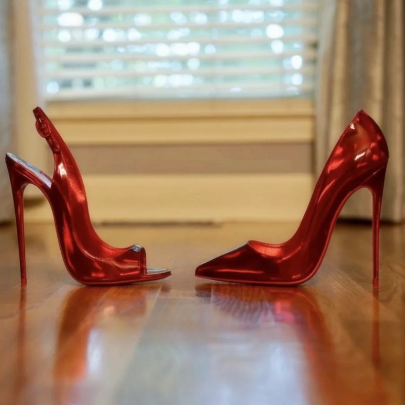 피쉬 마우스 오픈토 울트라 하이힐 12cm 레드 바텀  - Leather Work Heels 리뷰 및 가격