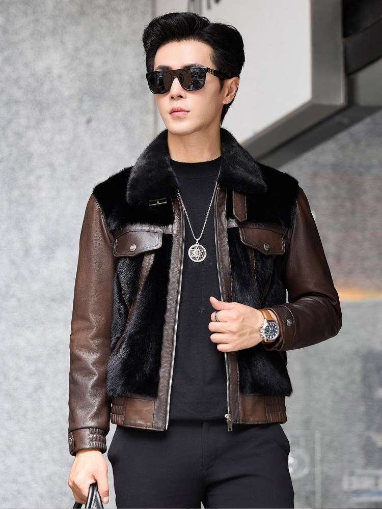 럭셔리 비즈니스 남성용 겨울 작업복 천연 염소가죽 스플 - Leather Work Jacket Mens 리뷰 및 가격