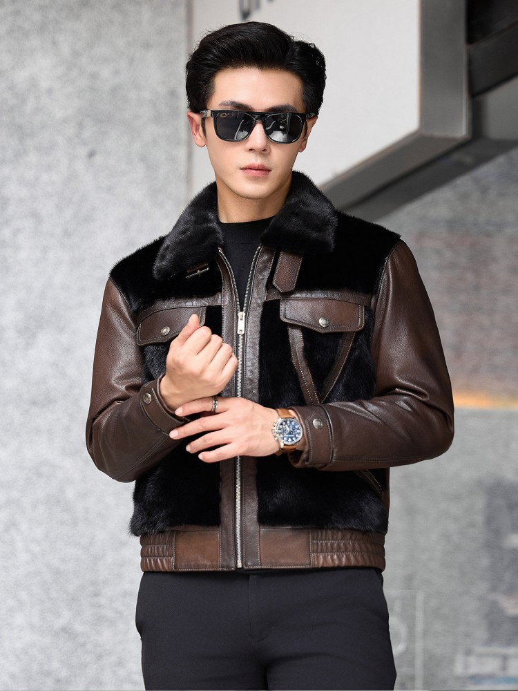 럭셔리 비즈니스 남성용 겨울 작업복 천연 염소가죽 스플 - Leather Work Jacket Mens 리뷰 및 가격