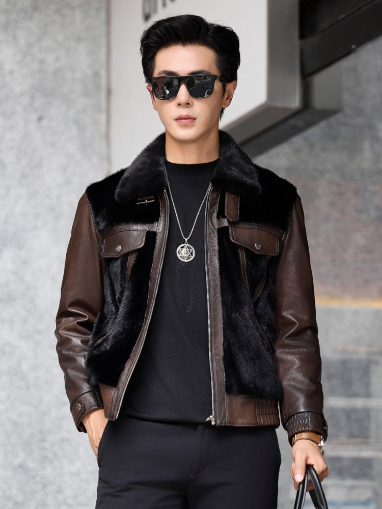 럭셔리 비즈니스 남성용 겨울 작업복 천연 염소가죽 스플 - Leather Work Jacket Mens 리뷰 및 가격
