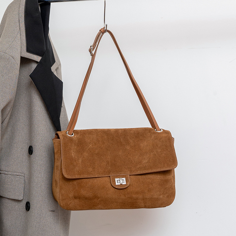 여성용 정품 스웨이드 가죽 숄더백, 조절 가능한 스트랩 - Leather Work Handbags For Women 리뷰 및 가격