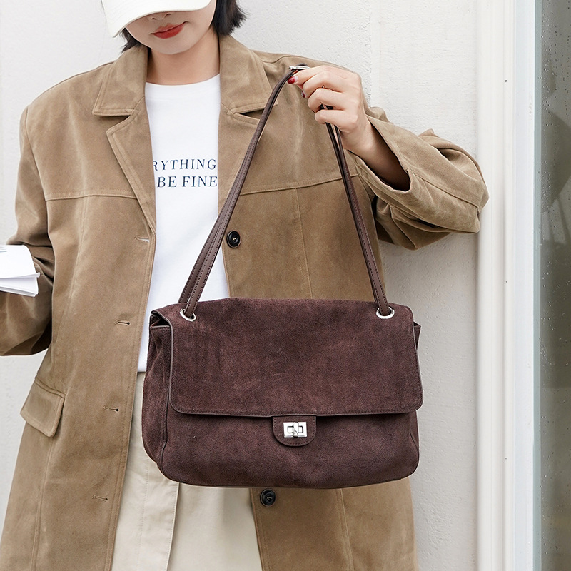 여성용 정품 스웨이드 가죽 숄더백, 조절 가능한 스트랩 - Leather Work Handbags For Women 리뷰 및 가격