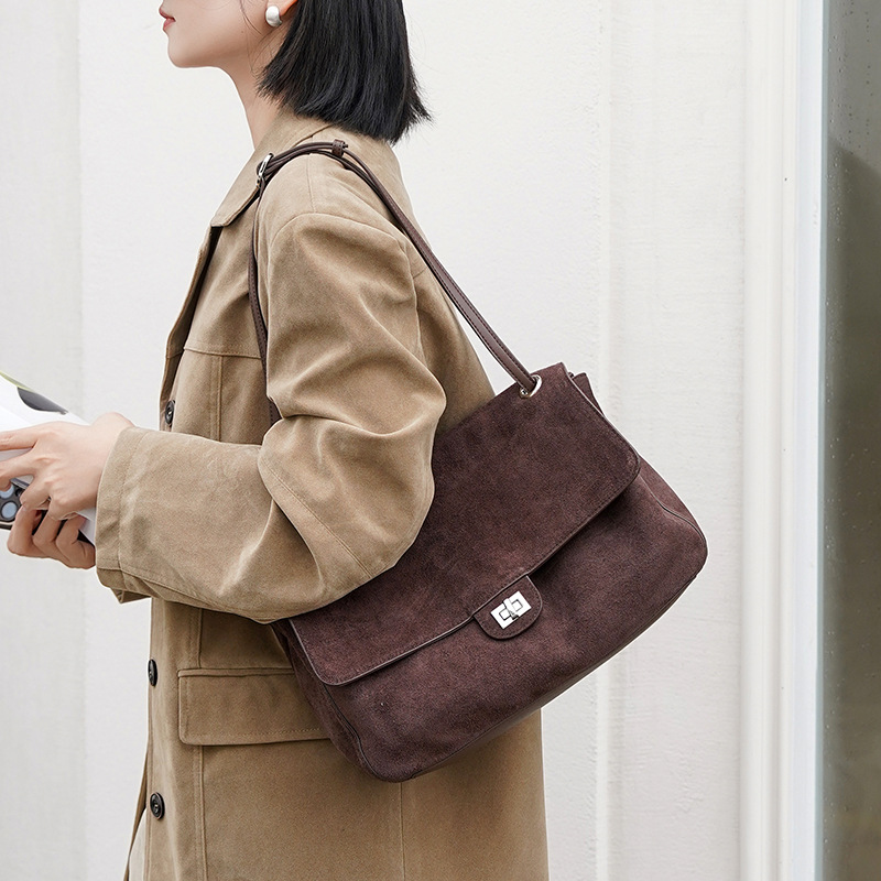 여성용 정품 스웨이드 가죽 숄더백, 조절 가능한 스트랩 - Leather Work Handbags For Women 리뷰 및 가격
