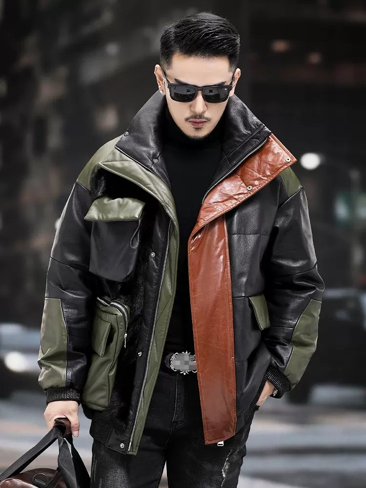 빅 포켓 워크 다운 재킷 남성 겨울 따뜻한 루즈핏 오버 - Leather Work Jacket Mens 리뷰 및 가격