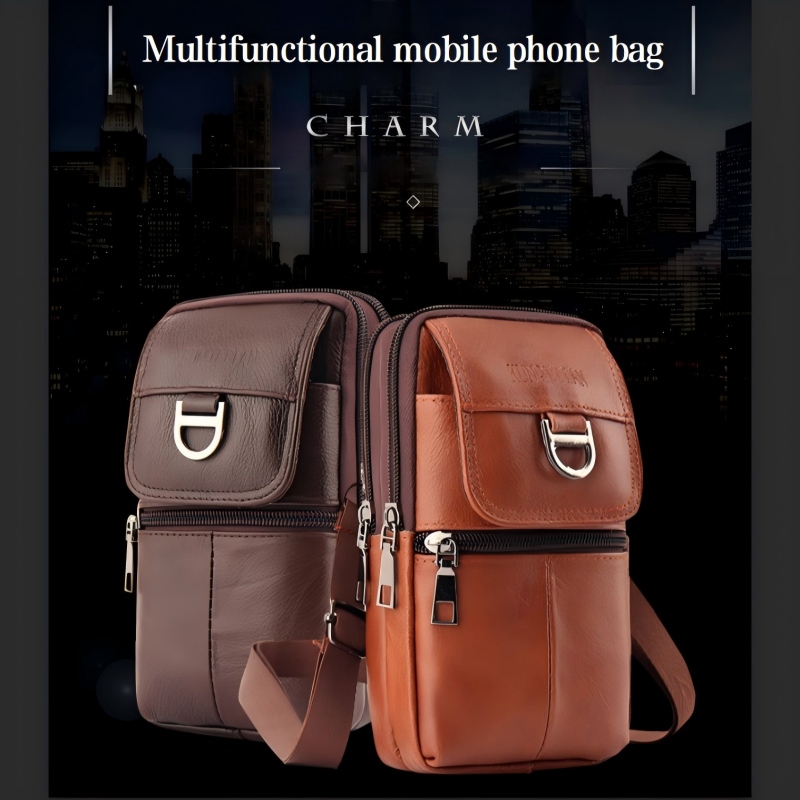 남성용 가죽 허리 가방 - 대용량 휴대폰 벨트 가방 - - Leatherwork Bag 리뷰 및 가격